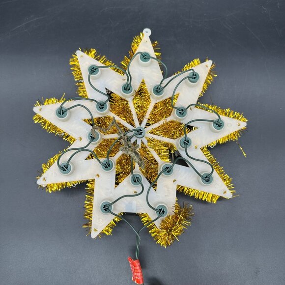 Vintage Lighted Christmas Tree Topper Gold Tinsel 1980s Taiwan Decoration - Picture 4 of 8